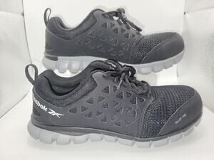 Reebok Sublite Men’s Size 6 Womens 8 Athletic Work Alloy Safety Toe Shoe Black